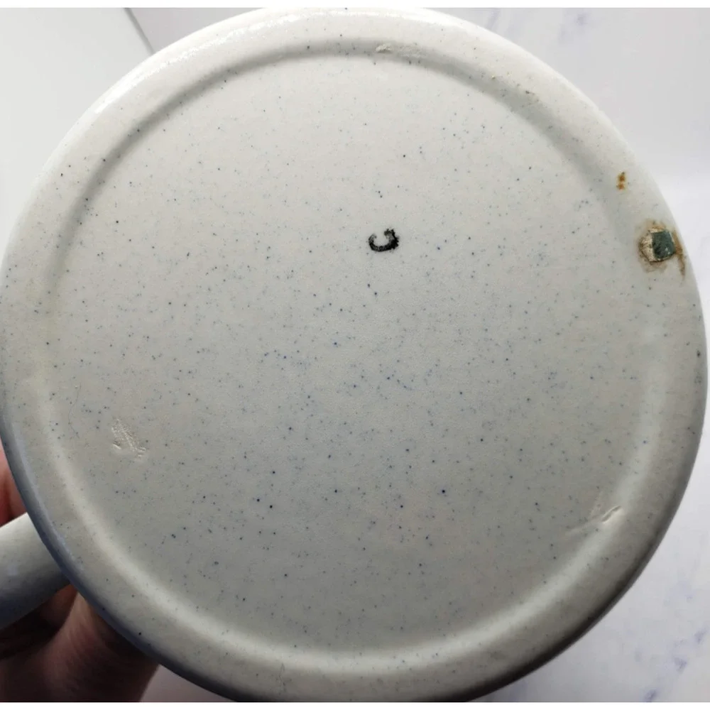 Vintage White Ceramic Plow Scene Speckle Homestead Provincial Poppytrail Pitcher